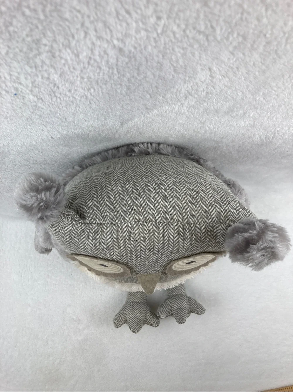 Pier 1 Imports Roxie The Grey Owl Pillow Tweed Plush Stuffed Animal 16”